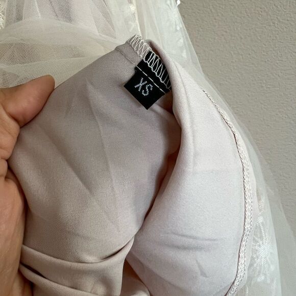 Cream Tulle Midi Strapless Dress - Picture 5 of 7